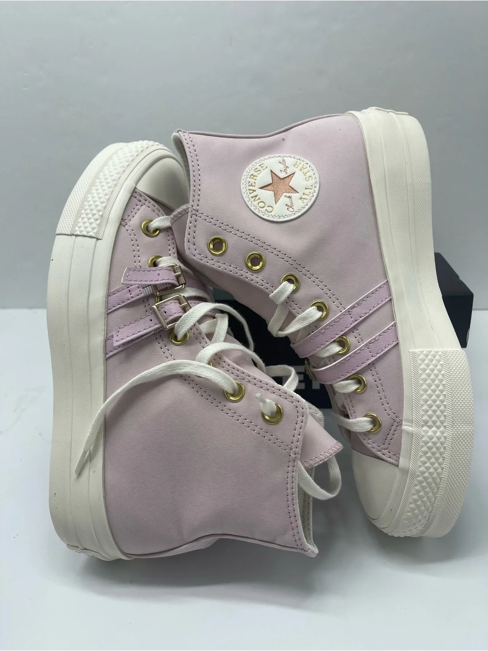 Converse CTAS Lift Hi Platform Buckle Sneakers Summit Pink Egret Blk A11864C NWT
